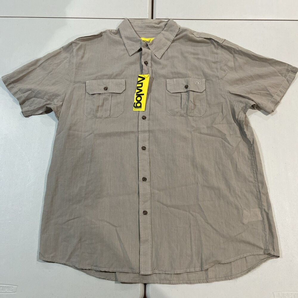 Analog Design Unlikely Futures Men’s Grey Button Front Short Sleeve Shirt XL